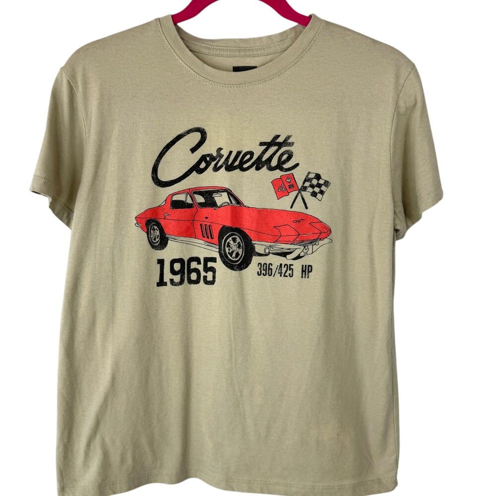 GM Tan Red 1965 Corvette Graphic short sleeve T-shirt Size Large